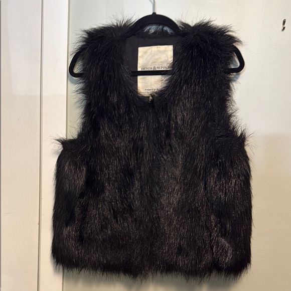 Denim & Supply Ralph Lauren Black Faux Fur Vest - medium - Picture 1 of 4